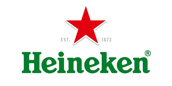 Heineken logo featuring a red star above the green text, with "EST. 1873" below.
