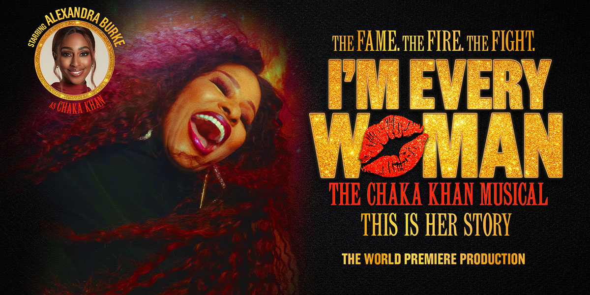 Alexandra Burke sings passionately on stage, wearing a sparkling black dress, with vibrant stage lights in the background.