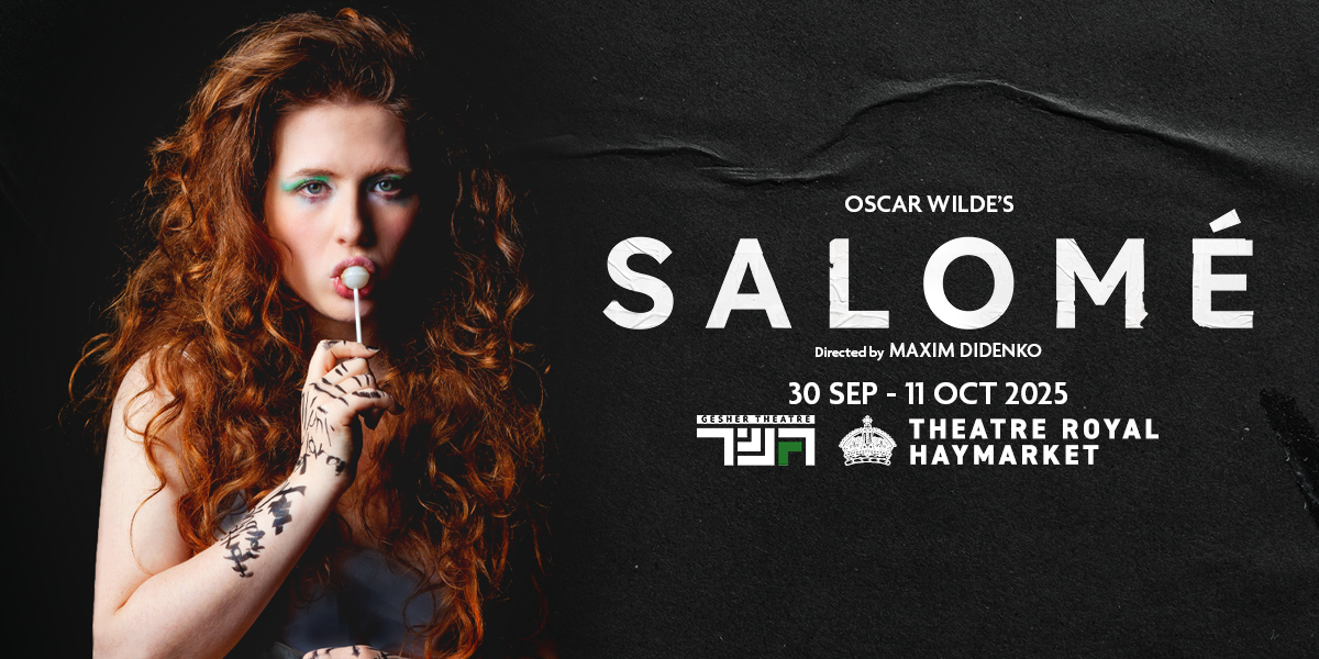 The background is black. On the left is an image of a person with curly red hair holding a lollipop to their mouth. On the right it reads 'Salome'