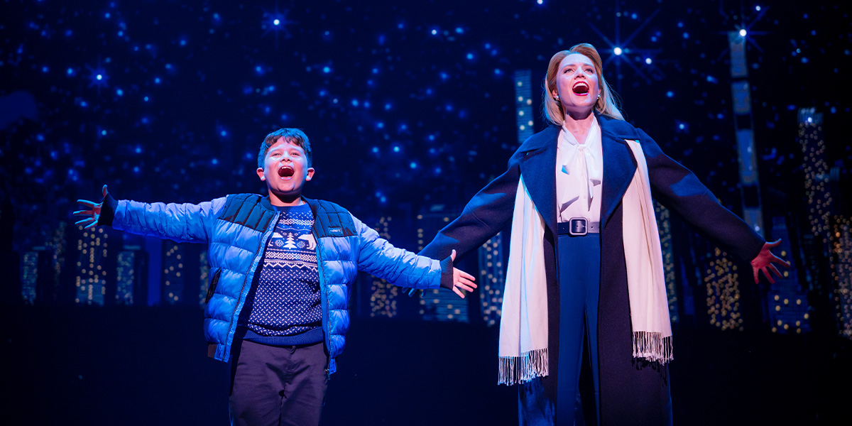 Samuel Sturge as Michael Hobbs and Rosanna Hyland as Emily Hobbs perform in ELF the Musical.