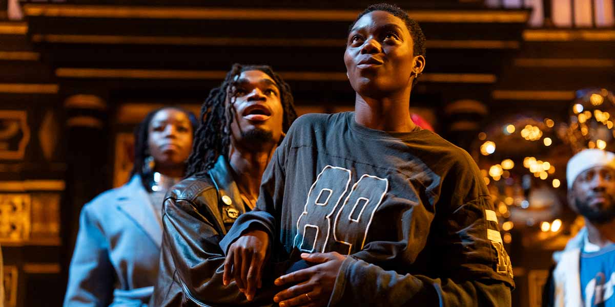 Jayden Elijah as Deep and Selina Jones as Azure, both looking upwards, with dramatic lighting in the background.