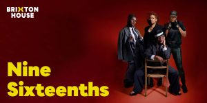 A graphic featuring the text "Nine Sixteenths" on a textured background with subtle gradients in blue and grey.