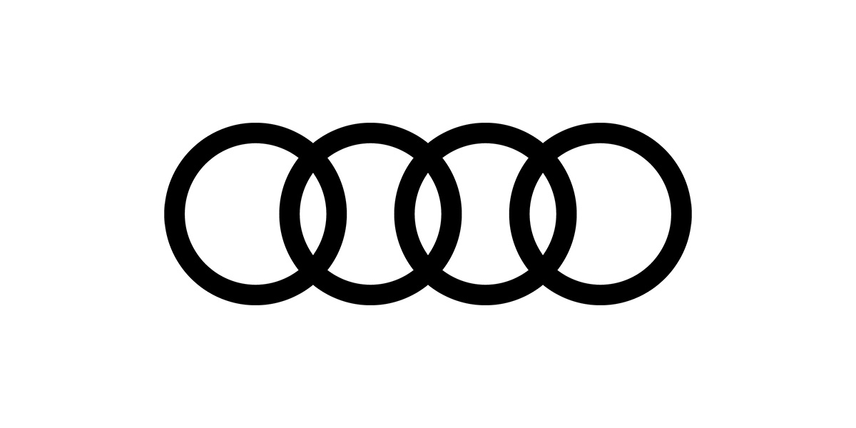 Four interlocking black circles on a white background, representing the Audi logo.