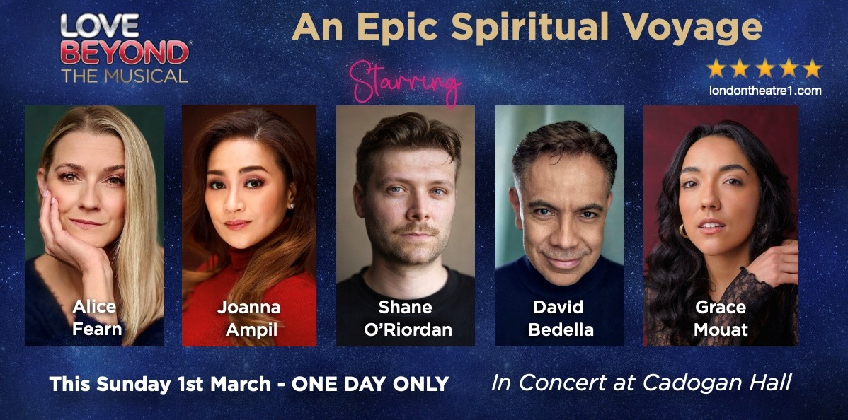 The cast of Love Beyond are listed against a blue background. In the top left hand corner it reads 'Love Beyond'