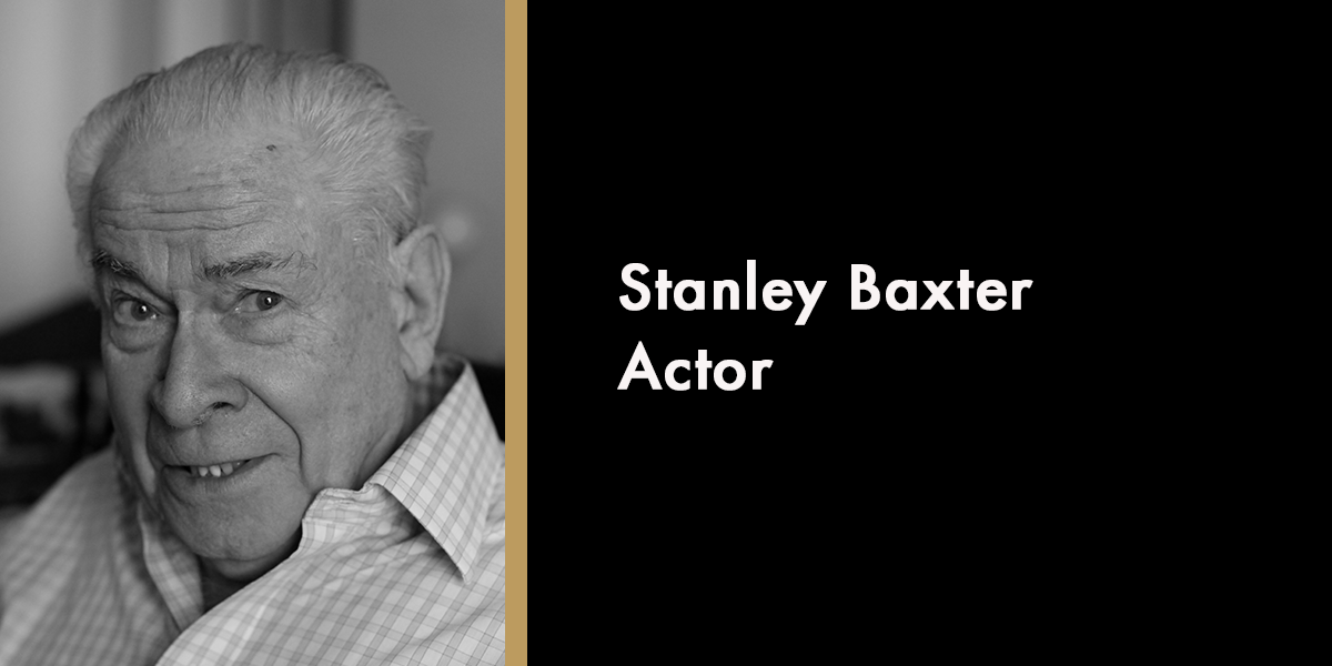 A memorial tribute for Baxter Stanley, featuring a photo and floral arrangements, with a soft background.