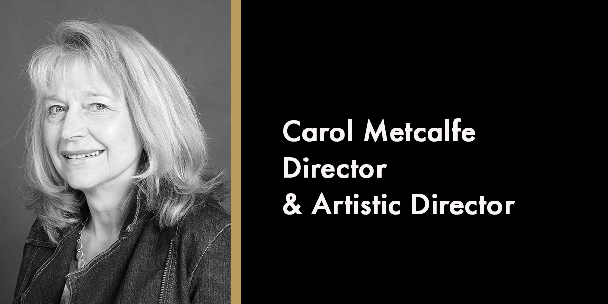 A portrait of Carol Metcalfe, smiling, with a soft-focus background, featuring warm colours and gentle lighting.