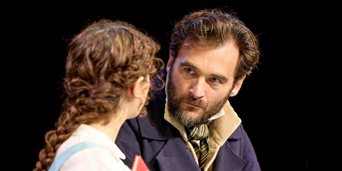Isis Hainsworth as Thomasina Coverly and David Buttle as Captain Brice engage in an intense conversation.