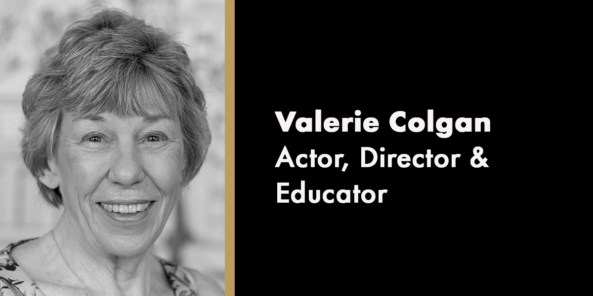 Valerie Colgan's memorial portrait, featuring a soft smile, surrounded by flowers and a serene background.